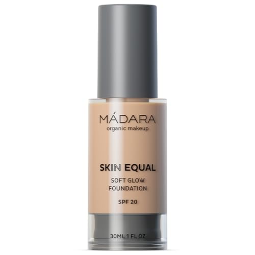 MADARA Liquid Foundation Face Makeup ? Skin Equal Soft Glow Mineral Foundation SPF15 IVORY 20-30 ml, Hyaluronic Acid, Buildable Medium Coverage, Dewy Finish, Vegan, COSMOS natural certified