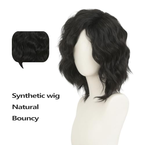 Tseses Black Curly Wigs for Men & Women - Cosplay, Party, Daily Use