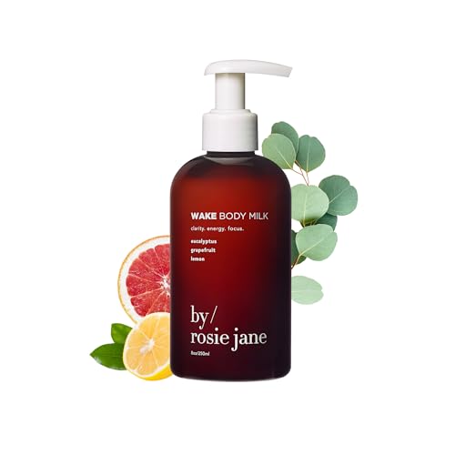 By Rosie Jane Wake Body Milk Skin Care - Milk Toner to Help Tone, Tighten and Hydrate Skin - Body Care Made with Eucalyptus, Grapefruit & Lemon - Helps Promote Anti-Aging & Boost Radiance (250ml)