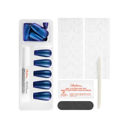 Sally Hansen Salon Effects¢ç Perfect Manicure, Hyp-Nautical, Press On Nails, Coffin Shaped, Non-Damaging Adhesive Tabs, File, and Alcohol Pad Included (Pack of 2)