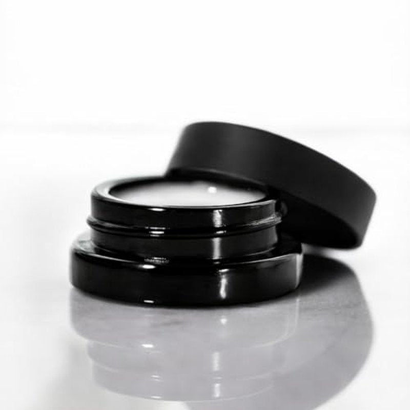 (90 Pack) 7ml Low Profile Thick Black Glass Jars with Black Lids - Airtight Containers for Oil, Lip Balm, Wax, Cosmetics