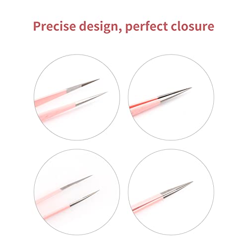 FADLASH Precision Lash Tweezers - Straight Fiber Tip Eyelash Extension Tweezers - Professional Artist Tech Work Kit - Pink