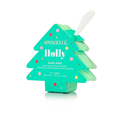 Spongelle Holiday Tree-Shaped Body Wash Buffers 4-Pack - Festive Christmas Ornament Gift Set