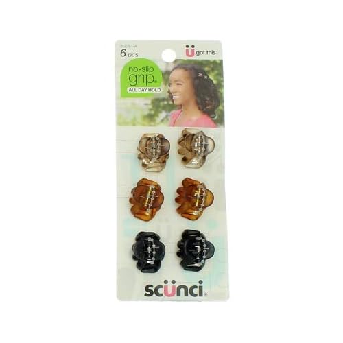 Conair Scunci No-Slip Grip Mini Octo Jaw Clips, 6 Ea
