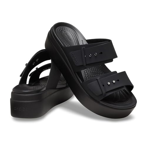 Crocs Women's Brooklyn Buckle Low Wedges - Black 8