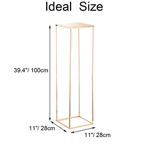 Inweder Gold Tall Wedding Stand Pack of 2 - 39.4in Metal Display Stands with Metal Panel