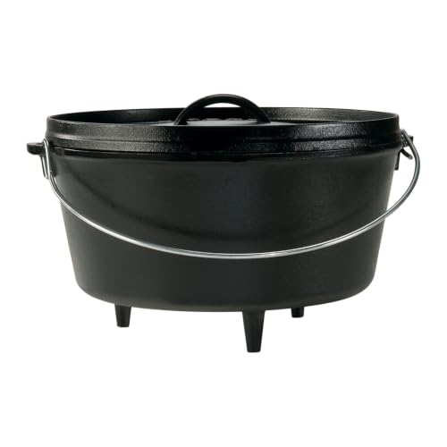 8 Quart Pre-Seasoned Cast Iron Dutch Oven with Lid for Camping and Cooking - Heavy Duty