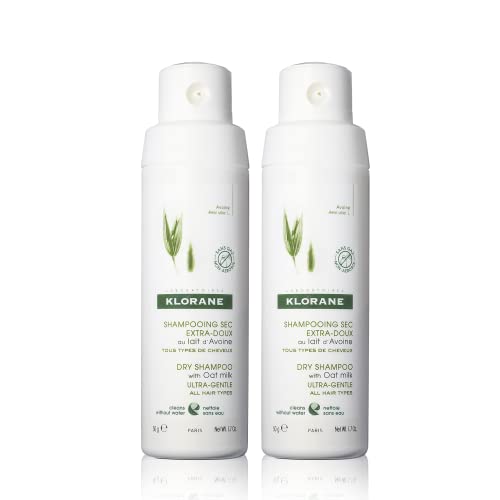 Klorane Dry Shampoo with Oat Milk Non-Aerosol Duo - Eco Friendly, Texture & Volume