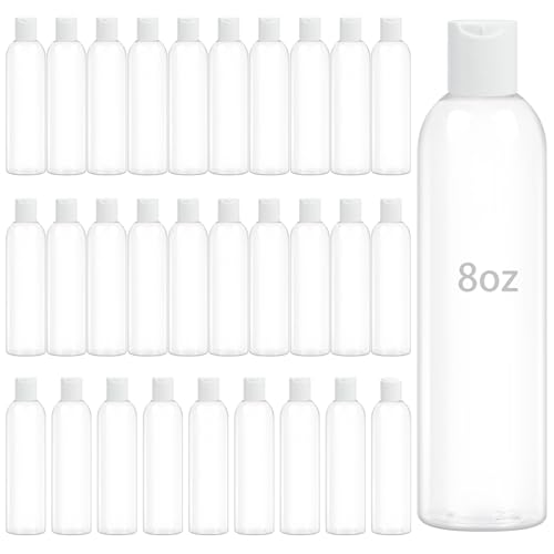 ZLEVEAYN 30-Pack Clear 8 oz Plastic Shampoo Bottles with Disc Caps - Travel Size