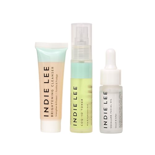 Indie Lee Discovery Skincare Set - Brightening Cleanser, CoQ-10 Toner & Squalane Oil - Travel 3-Piece Multicolor