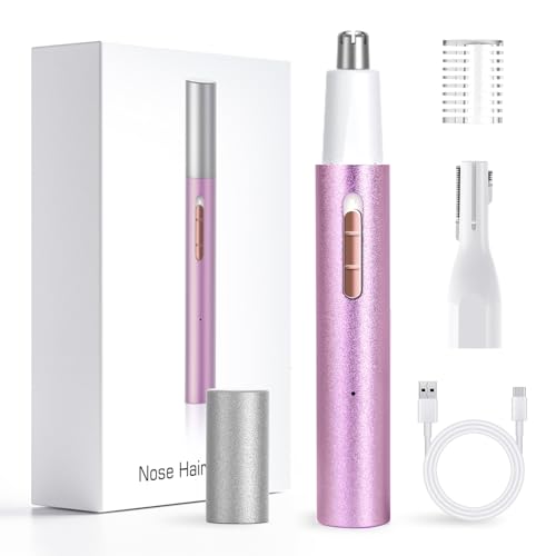 LED Display Ear and Nose Hair Trimmer Clipper for Men Women,Upgrade Rechargeable 2 in 1 Professional Painless Eyebrow & Facial Hair Trimmer with Powerful Motor and Dual-Edge Blades