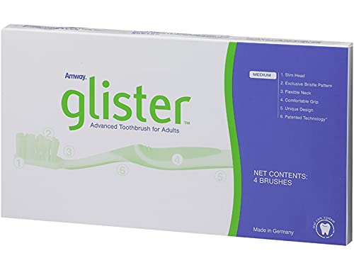 Glister Advanced Toothbrush Pack - Soft & Medium Bristles, Flexible Neck, Tapered Head, 4 Pack