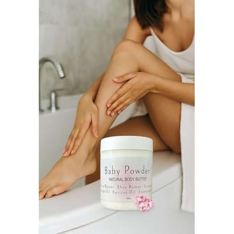Baby Powder Creamy Whipped Body Butter Nourishing Shea Butter, Cocoa Butter, Coconut Oil, Essential Oils Moisturizer for Body, Feet & Hands Soothes and Softens