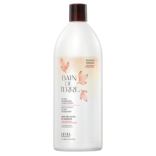 Bain de Terre Coconut Papaya Ultra Hydrating Conditioner 33.8 Fl Oz – Moisture Quench for Dry Damaged Hair, Argan & Monoi Oils, Vegan, Paraben-Free, Color-Safe