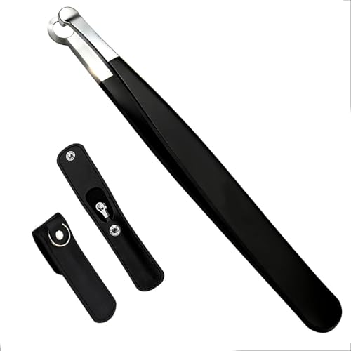 Liangery Manual Nose Hair Trimmer for Men Women- Stainless Steel Precision Blades, Leather Case, Tweezers Style Nasal Cutter, Eyebrow, Ear & Facial Grooming Tool (Tarnish)