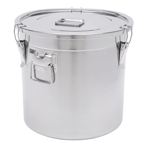 33L Stainless Steel Storage Bucket with Airtight Lid - Food Grade, Leakproof
