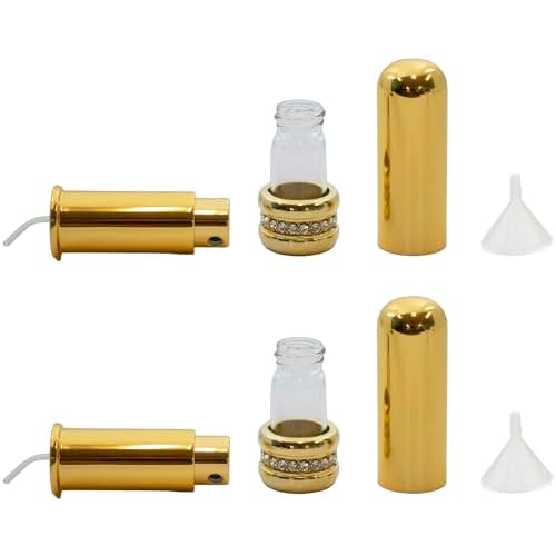 Stephanie Imports Set of 2 Vintage Refillable Perfume Bottles (Gold Bedazzle)