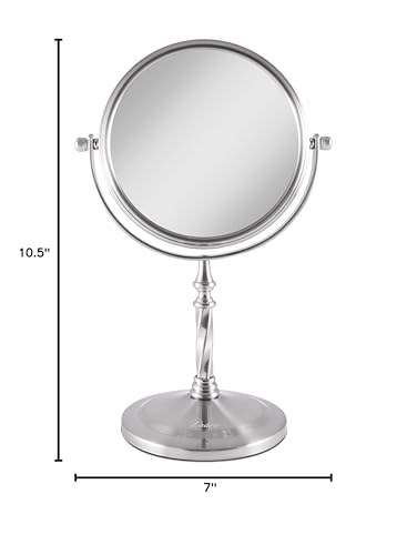 Zadro 7-Inch Double-Sided Rotating Makeup Mirror with 5X and 1X Magnification