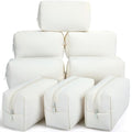 Gilprop 8 Pcs Holiday Makeup Bag Set - White, Cozy & Spacious Cosmetic Organizer