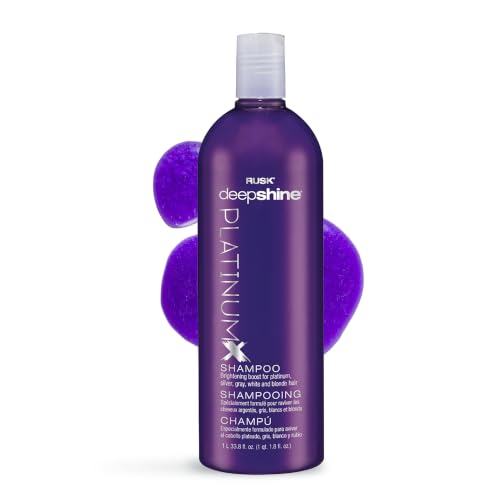 RUSK Deepshine PlatinumX Purple Shampoo 33.8 Oz with Citrus & Honey - Brightening for Blonde & Gray Hair