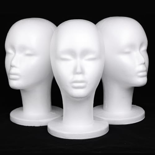 Leeven 3 Pack Foam Wig Heads Styrofoam Mannequin Heads for Wigs & Display - 11.6 Inch