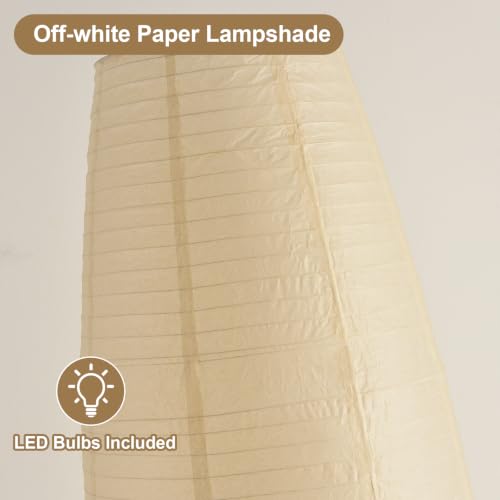 Off-White Paper Floor Lamp with 3 Lights - Black & White Variation