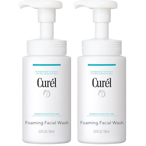 Curel Japanese Skin Care Foaming Daily Face Wash for Sensitive Skin,Hydrating Facial Cleanser for Dry-Skin,pH-Balanced and Fragrance-Free,5 Oz (Step 2 of 2-Step Skincare),(Pack of 2)