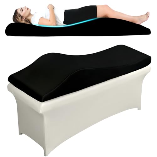 LUKYHONIE Ergonomic Lash Bed Topper 70.8 x 23.6 in – Black, Esthetician Curvy Massage Table Pad