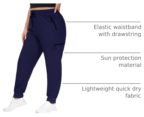 SEKINO Women's Plus Size Navy Cargo Pants - Lightweight Quick Dry Hiking Joggers 3X