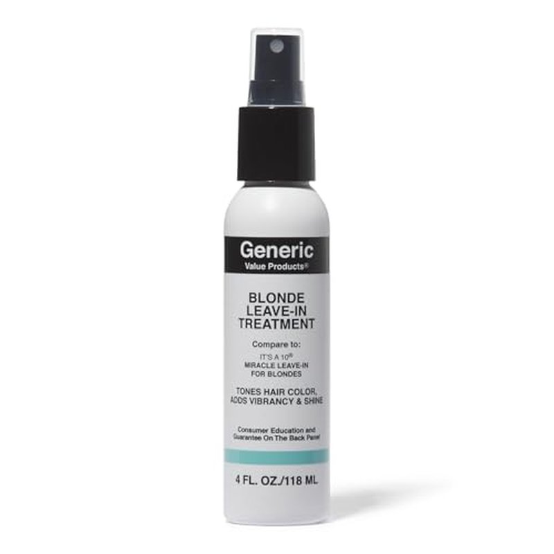 Generic Value Products Blonde Leave In Treatment, Ideal for Blondes to Fight Brassiness, Enhances Shine and Manageability, Defrizzes, Detangles, 4 Oz