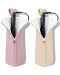 Heat-Resistant Curling & Flat Iron Holder with Travel Mat - Orchid Pink & Beige