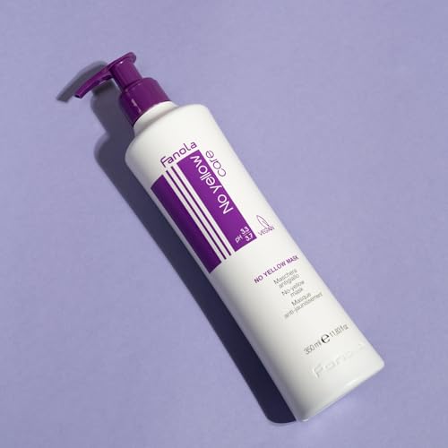 Fanola No Yellow Purple Hair Mask - Acidic pH Deep Conditioning Hair Mask for Blonde, Bleached & Grey Shades - Intense Violet Pigment Neutralizes Brassy Tones (11.8 Fl oz)