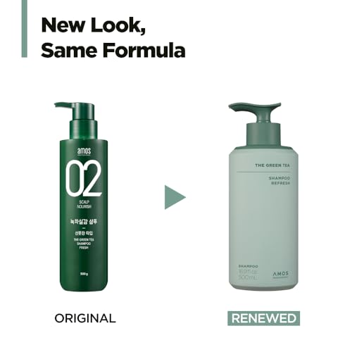 AMOS PROFESSIONAL Green Tea Shampoo for Thinning Hair 16.9 fl oz - All Hair Types, Deep Cleansing & Volumizing