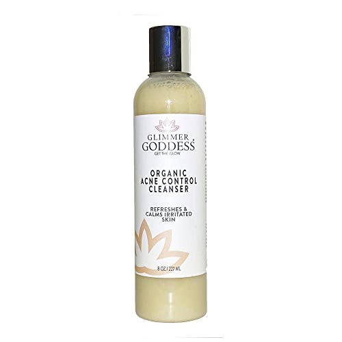 GLIMMER GODDESS Organic Acne Face Wash, Cleanser with Salicylic Acid for Acne & Oily Skin, 8 oz