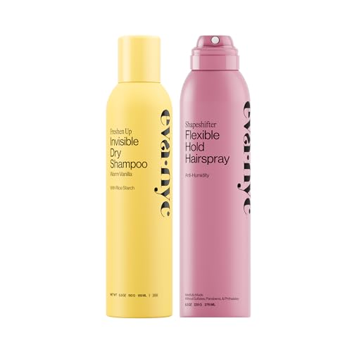 Eva NYC Invisible Dry Shampoo & Flexible Hold Hairspray Set - Oil-Absorbing, No White Cast Dry Shampoo - Long-Lasting, Non-Sticky + Anti-Humidity Hairspray with Shine Finish - Styling Set (Pack of 2)