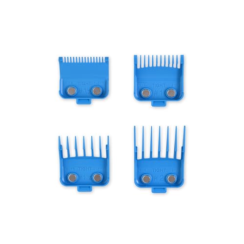 GAMMA+ Professional Magnetic Clipper Guard Set Cyan Blue 4-Pack - Tight Fit