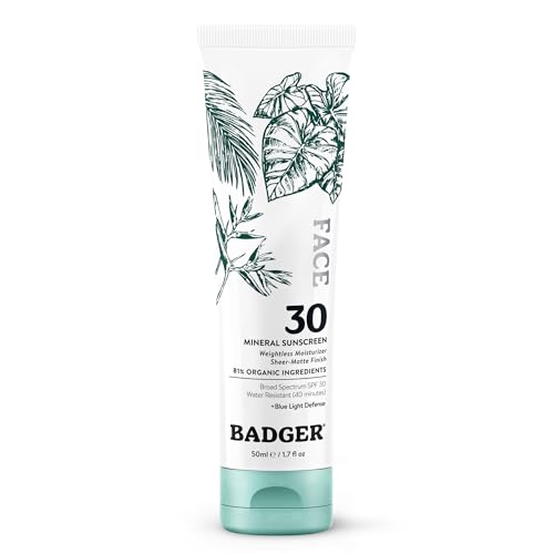 Badger Zinc Oxide Face Sunscreen SPF 30 - Organic, No White Cast, 1.7 Fl Oz - Variation of SPF 30