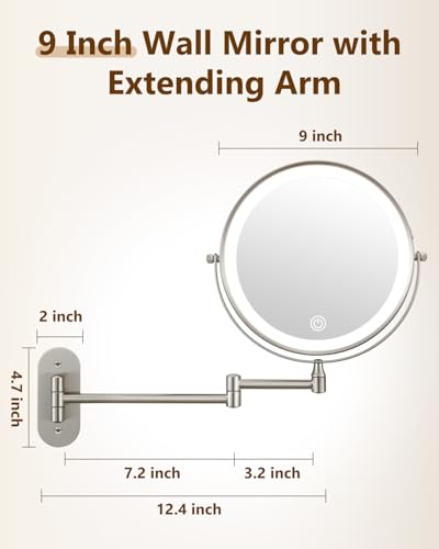 DECLUTTR 9-Inch Lighted Makeup Mirror with 1X/20X Magnification & Nickel LED Variation