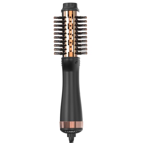 3-Inch Hot Air Brush - 1200W Oval Ceramic Titanium Blowout Styling Tool, Dual Voltage - Black