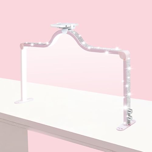 34-Inch Pink Nail Desk Light with 3-Level Dimming & Phone Holder