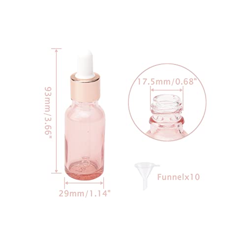 20Pcs 20ml Pink Glass Dropper Bottles - Refillable Travel Perfume & Essential Oil Containers