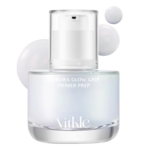 Aurora Glow Grip Primer Prep - Korean Illuminating Makeup Base for Radiant Skin - 8-Layer Hyaluronic Acid and Ceramides - Pore Minimizing, Sebum Control, Long Lasting Makeup, 1.01 fl.oz.