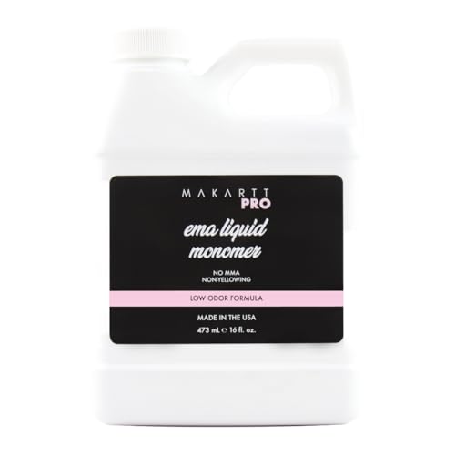 MakarttPro Low Odor Monomer for Acrylic Nail, MMA free, Made in USA, Non-Yellowing Professional Grade Formula, Beginner Tech Friendly - Essential Acrylic Nail Product for Nail Technicians (16 fl oz)