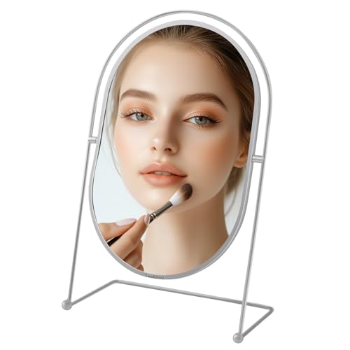Tabletop Vanity Makeup Mirror, 360¡ÆRotation Standing Desk Table Vanity Silver Make up Mirror for Bathroom or Bedroom