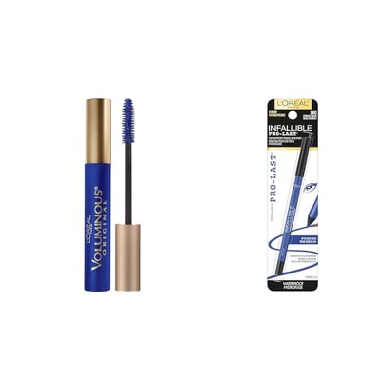 L¡¯Or?al Paris Makeup Voluminous Original Mascara, Cobalt Blue, 0.26 Fl Oz & Infallible Pro-Last Waterproof, Up to 24HR Pencil Eyeliner, Cobalt Blue, 0.042 oz.