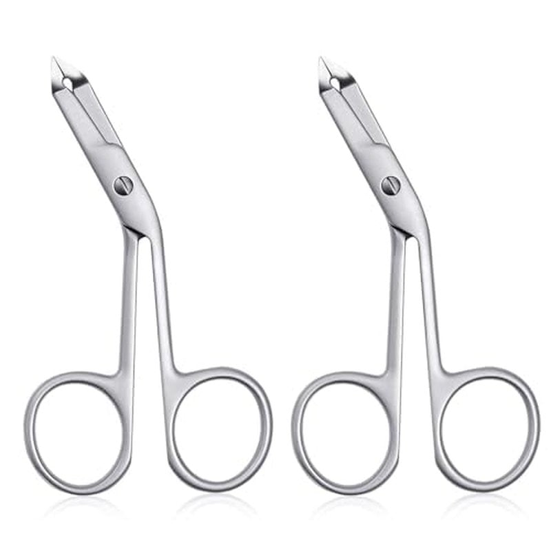 2pcs Stainless Steel Eyebrow Tweezers for Women Handle Shaped Angled Tweezers Flat Tip Hair Plucker for Eyebrow Trimming and Shaping, Face Hair Tools for Women