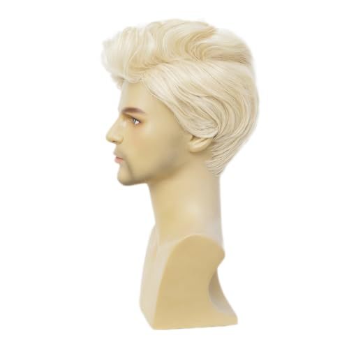 Kaneles Mens Blonde Short Synthetic Wig Natural Fluffy Heat Resistant Halloween - Blonde1