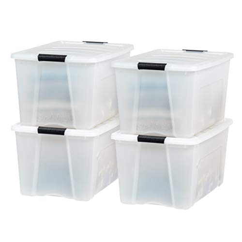 Pearl 4-Pack 72 Quart Stackable Storage Bins with Lids - Made in USA