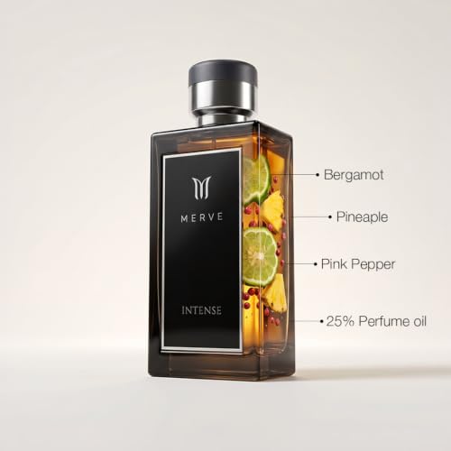 Merve Intense Eau De Parfum for Men - Long Lasting Citrus & Woody Scent 3.4 Oz