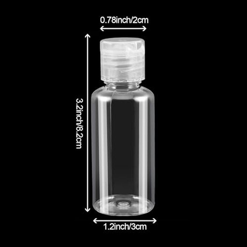 110Pcs 1oz (30ml) Plastic Travel Empty Bottles, Clear Flip Cap Squeeze Sample Bottle, Refillable Plastic Containers for Toiletries, Lotion, Shampoo, Cosmetics